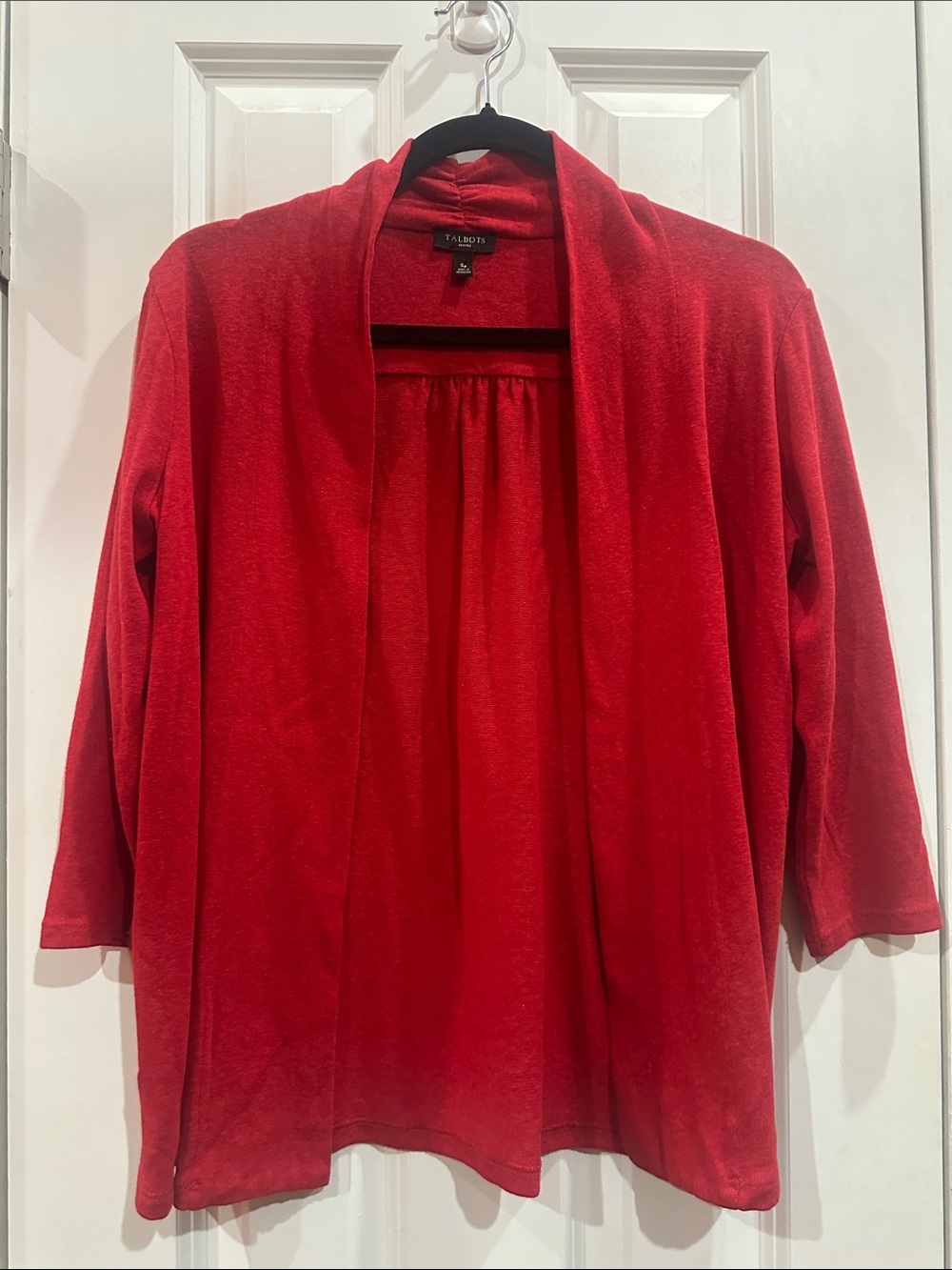 NWOT Talbots Red Open-Front Shawl-Collar Cardigan size SP - Picture 5 of 8